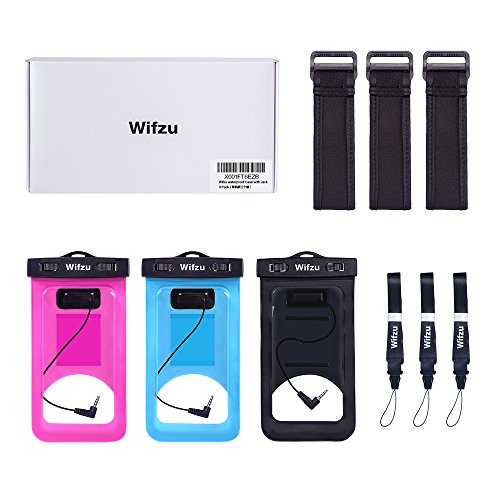 Wifzu Waterproof Phone Case Dry Bag Holder PVC IPX8 Certificated Feet Waterproof Snowproof Dustproof No Leaking for 6 Inch Universal Smartphone Cell Phone 3 Pack with Jack - Thumbnail 7