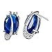J.MOSUYA Music CZ Jewelry Set for Women, 18k White Gold Plated Necklace Earring Set Blue