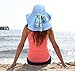 Womens Sun Hats Neck Flap Large Brim UV Protection Foldable Fishing Hiking Cap Blue