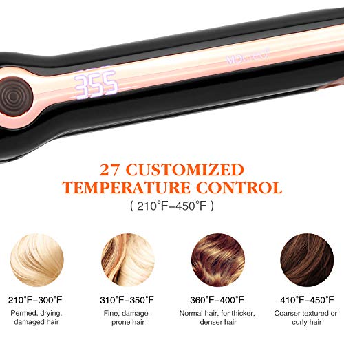 Hair Straightener, MOCREO Professional Flat Iron Ceramic Tourmaline Ionic Technology Hair Straightener 1.25 inch 3D Floating Plate Hair Straightening iron Dual Voltage for Travel