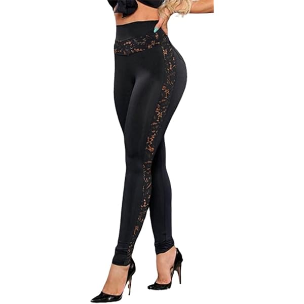 レッグウェア Ameri VINTAGE FASCINATING LACE LEGGINGS Women's Vintage Sexy Lace Leggings High Waist Mesh Panel