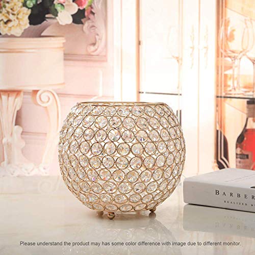 VINCIGANT Gold Crystal Bowl Candle Holders Centerpieces for Dining Room