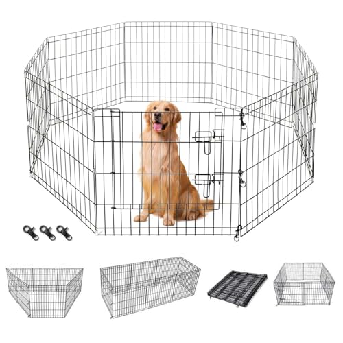 Foldable Exercise Pet Playpen,Jaula para Mascotas,Corral portátil Plegable para Mascotas,Corral para Perro con Puerta,Valla para Perros,Interior/Exterior, para Perros pequeños y medianos,24" x 30"