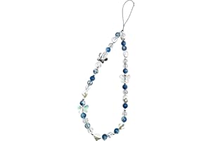 Meefisher 1-2 PCS Butterfly Y2K Beaded Phone Charm Black White Purple Blue Green Cute Charms Cell Phone Lanyard Strap Handmade Acrylic Flower Wrist Beads Chain Sweet Gifts for Girls Women