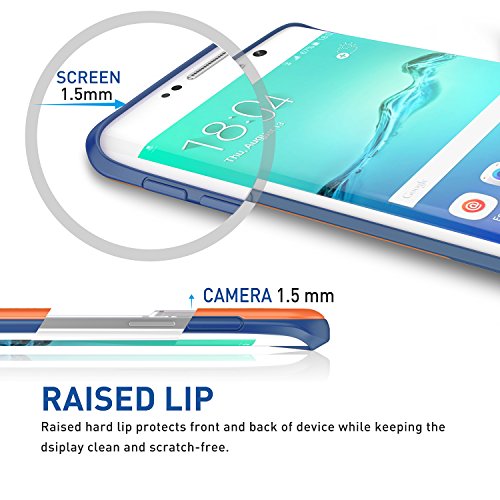 TILL Galaxy S6 Edge Case, (TM) Ultra Slim 3 Color Hybrid Impact Anti-Slip Shockproof Soft TPU Hard PC Bumper Extra Front Raised Lip Case Cover for Samsung Galaxy S6 Edge S VI Edge G925 [Blue] - Thumbnail 4
