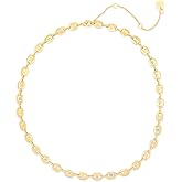 Pura Vida Necklace Gold Enamel Mariner Chain Choker Necklace, 14-Inch Chain