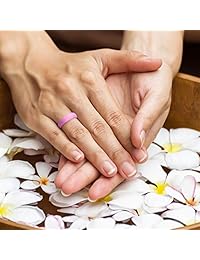 Anillos de boda de silicona Vinsguir para mujer, 7 unidades, ajuste cómodo, seguro para la piel, no tóxico, anillo de boda de silicona (0,22 pulgadas de ancho)