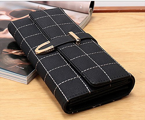 mac lawrence fashion leather girls women's wallet/clutch/purse/clutches (black)