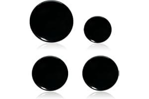 SENKAP New Upgraded Gas Stove Burner Cap Set - 4pcs Burner Crown Flame Cap Cover Replacement Kit For SABAF Stoves,Includes 1 Large 2 Middle and 1 Small Cap,Shiny Black Paint Finish Not Matte(Flat)