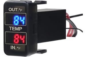 TIMLOON Car Internal and External Temperature Display, Fahrenheit Temperature, Dual Temperature Sensors Use for Toyota Hilux VIGO,Coaster,Corolla ex,Yaris(Type B)