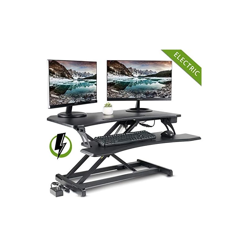 Electric Standing Desk Converter FEZIBO 34" Black Height Adjustable