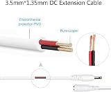 Liwinting 2m DC Power Extension Cable 1.35x3.5mm Male Female Jack White Camera view 3
