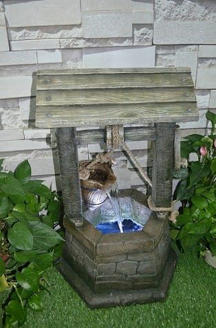 Wishing well Outdoor water fountain with LED light 44 x 38 x 67cm