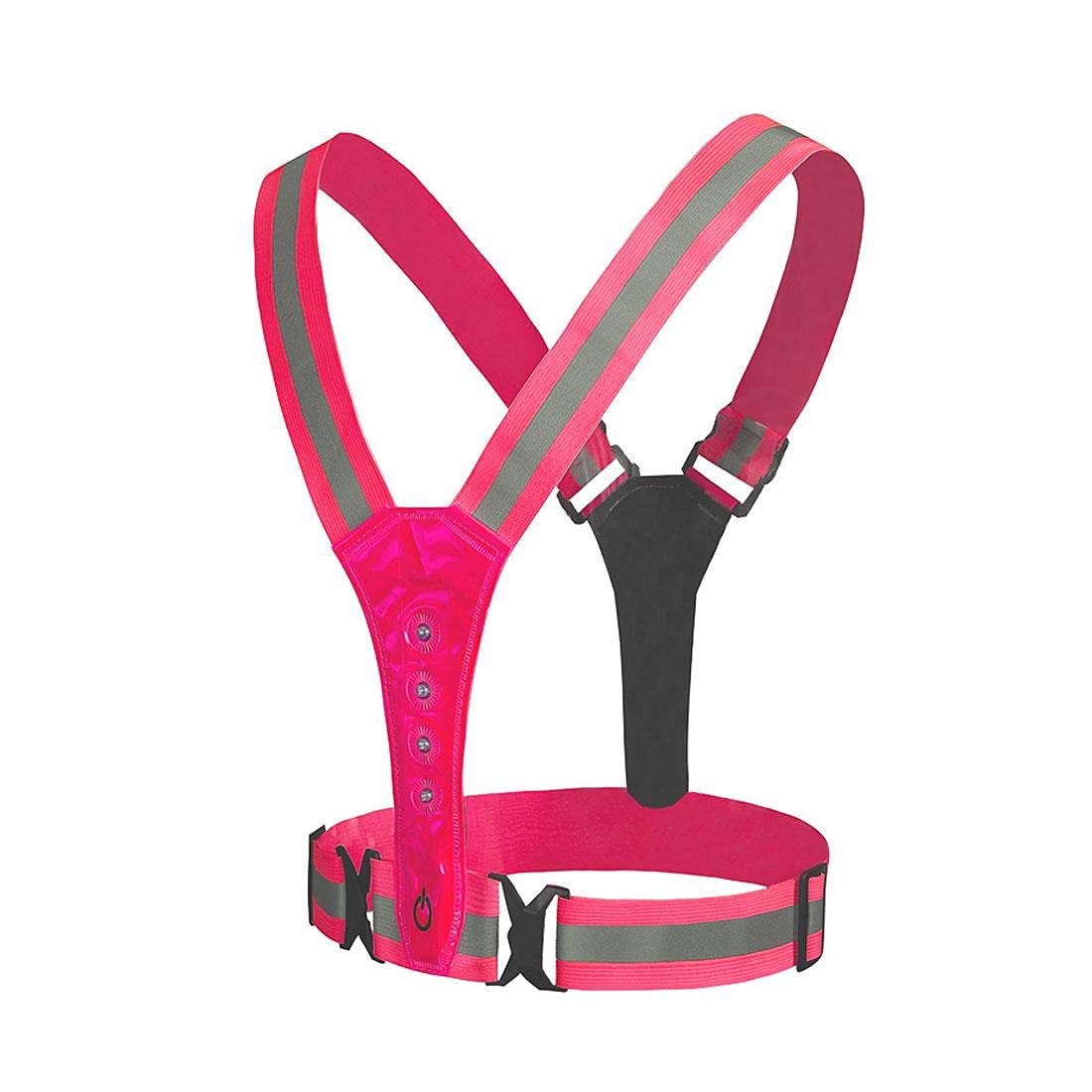 Safety Pink Hi Viz Reflective Flashing Belt Cycling Walking Run Bike Red Light