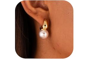 CHESKY Christmas Gifts Pearl Earrings for Women, Dainty 14K Gold Plated/Silver Plated Drop Quality Handpicked AAA+ Freshwater Cultured Round Pearls Dangle Earrings Wedding Jewelry for Women Gifts