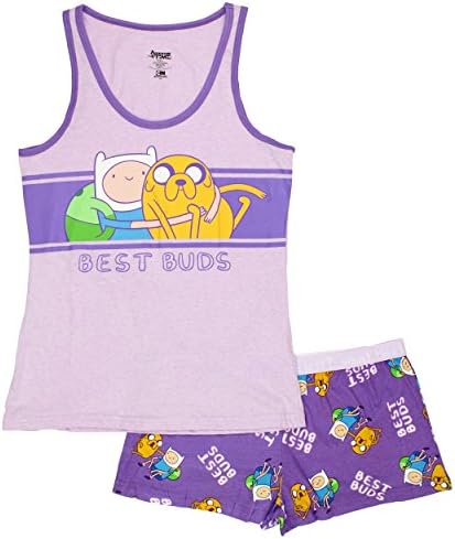 Adventure Time Cartoon Network Womens Pajama Set (X-Small, Jake Finn Purple)
