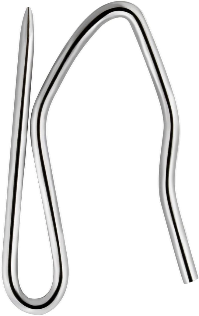 58 Pcs Metal Curtain Hooks, Nydotd Silver Rustproof Stainless Steel Plated Nickel Hooks Heavy-Duty Offset Pin-On Drapery Hooks for Window Curtain, Door Curtain and Shower Curtain(1.2" x 1"): Home Improvement