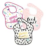 Bumkins SuperBib, Baby Bib, Waterproof, Washable, Stain and Odor Resistant, 6-24 Months, 3-Pack - Always Hungry, Feed Me, Good Vibes