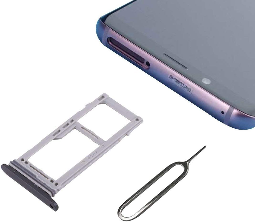 Cemobile Single SIM Card Tray Micro SD Holder Slot Replacement with Waterproof Sealing Gasket Ring for Samsung Galaxy S9/S9 Plus G960 G965 + SIM Tray Open Remover Eject Pin (Titanium Gray)