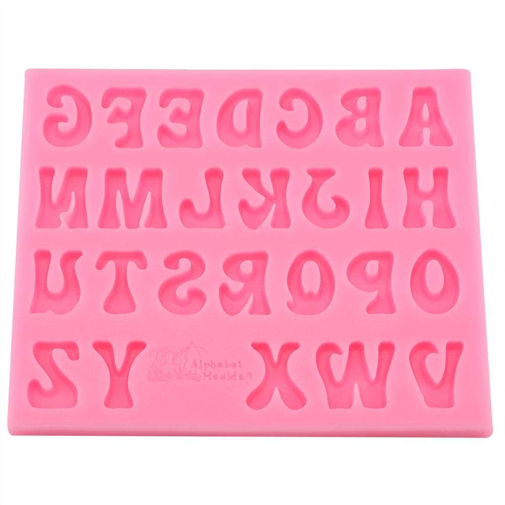 TOPINCN Silicone Letter Mold, Large Letter Making Molds DIY Alphabet Mold Candy Cake Fondant Chocolate Molds Non-Stick Birthday Cake Decorating Tool (Pink)