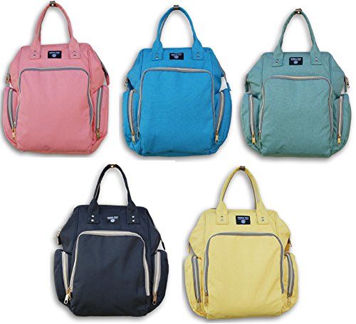 Jumping Daisy Large Baby Backpack Diaper Bag for Women or Men - Zip Pocket Capacity for Large 8-Ounce Baby Bottles (Sea Green) - Thumbnail 2