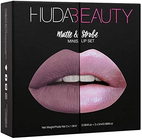 4 Color New Huda Beauty Matte Lipstick and Strobe Mini Lip Set (Warm Pinks)