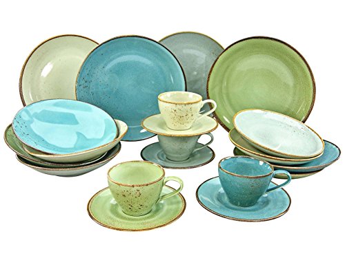 CreaTable, 19924, Serie Nature Collection, 20-teiliges Geschirrset, Kombiservice aus Steinzeug, spülmaschinen- und mikrowellengeeignet, Qualitätsproduktion