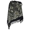 Pavlovoposadskiy Platok Women's Russian Wool Shawl With Wool Fringes