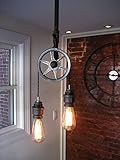 Single Pulley Ceiling Light w/ Steel Sockets