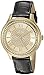 GUESS Women's U0840L1 Dressy Gold-Tone Watch with Gold Dial , Crystal-Accented Bezel and Genuine Leather Strap Buckle