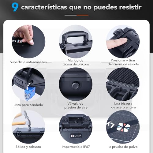 Lykus Titan MM410 Maletín/Estuche/Case rígido impermeable (Negro) para DJI Mini 4 Pro/Mini 3/Mini 3 Pro y DJI RC 2/RC/RC-N2 Combo, admite 7 baterías y cordón RC [Solo Estuche]