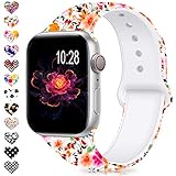 DigiHero Compatible for Apple Watch Band 38mm 42mm 40mm 44mm,Silicone Fadeless Pattern Printed Replacement Floral Bands for iWatch Series 4/3/2/1,Women/Men