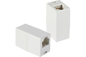 Qulkws 2Pcs RJ11 Coupler Phone Line Connector 6P4C Inline Telephone Line Adapter Female to Female for Landline Phone Telephone (White)