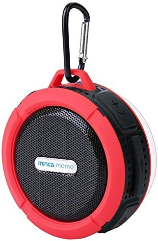 Minca Momo Wireless Waterproof Bluetooth Speaker with 5W Driver, Suction Cup, Buit-in Mic, Hands-Free Speakerphone -Red