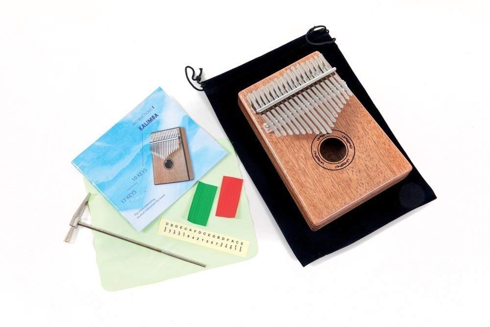 GEWA Kalimba thumb piano mahogany, motif tribal, 17 steel reeds, tunable, incl. bag, tuning hammer, instructions
