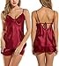 Avidlove Women Lingerie Sleepwear Pajamas Short Sets Satin chemises Wine Red M