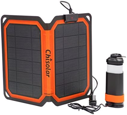 GetChance 7.5W 5V Foldable Solar Panel Charger, Portable PowerPort Solar with a Unique Camping Light for iPhones, iPods, Samsung, Android Smart Cell Phones and More 5V USB-Charged Devices (Orange)