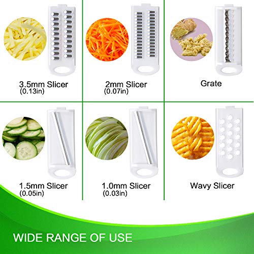 K Kwokker Vegetable Chopper Mandoline Slicer Dicer Cutter Grater Cutter Spiralizer with 6 Interchangeable Stainless Steel Blades - Heavy Duty Julienne Multifunctional Kitchen Food Choppers - Thumbnail 3