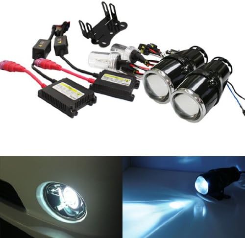 iJDMTOY 2.5" Bullet Shape Projector Lens Fog Light Lamps + 10000K 9006 HID Conversion Kit Combo Deal