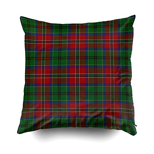 EMMTEEY Home Decor Throw Pillowcase for Sofa Cushion Cover, Halloween Scottish Clan macculloch Tartan Decorative Square Accent Zippered and Double Sided Printing Pillow Case Covers 18X18Inch