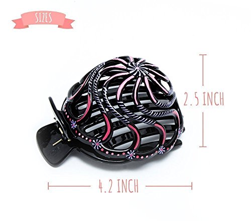 2 Pcs hand crafted Hair Grip. Home Hair Styling for Women & Girls Made Easy. This Attractive Hair Accessory can be use as a bun maker or a hair clip. For thick and thin hair. Uniquely Hand Painted