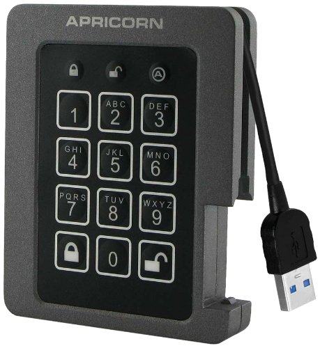 Apricorn Aegis Padlock 480 GB SSD 256-Bit, FIPS 140-2 Level 2 Validated Ruggedized USB 3.0 Encrypted External Portable Drive