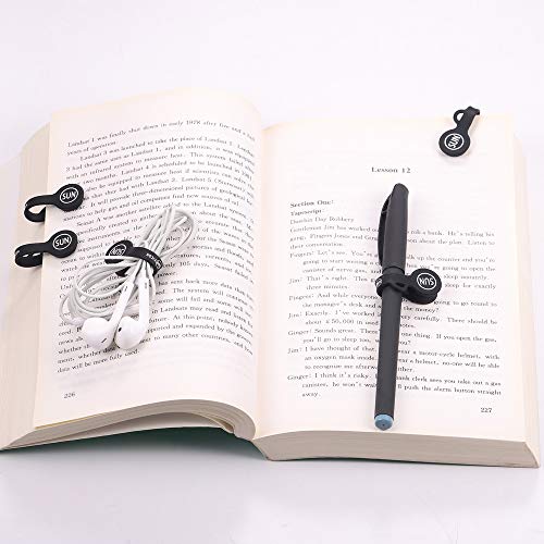 SUNFICON Magnetic Cable Clips Cable Organizers Earbuds Cords Clips Bookmark Whiteboard Noticeboard Fridge Magnets USB Cable Managers Keepers Ties Straps for Home Kitchen,Office,School,5 Pack Black - Thumbnail 4