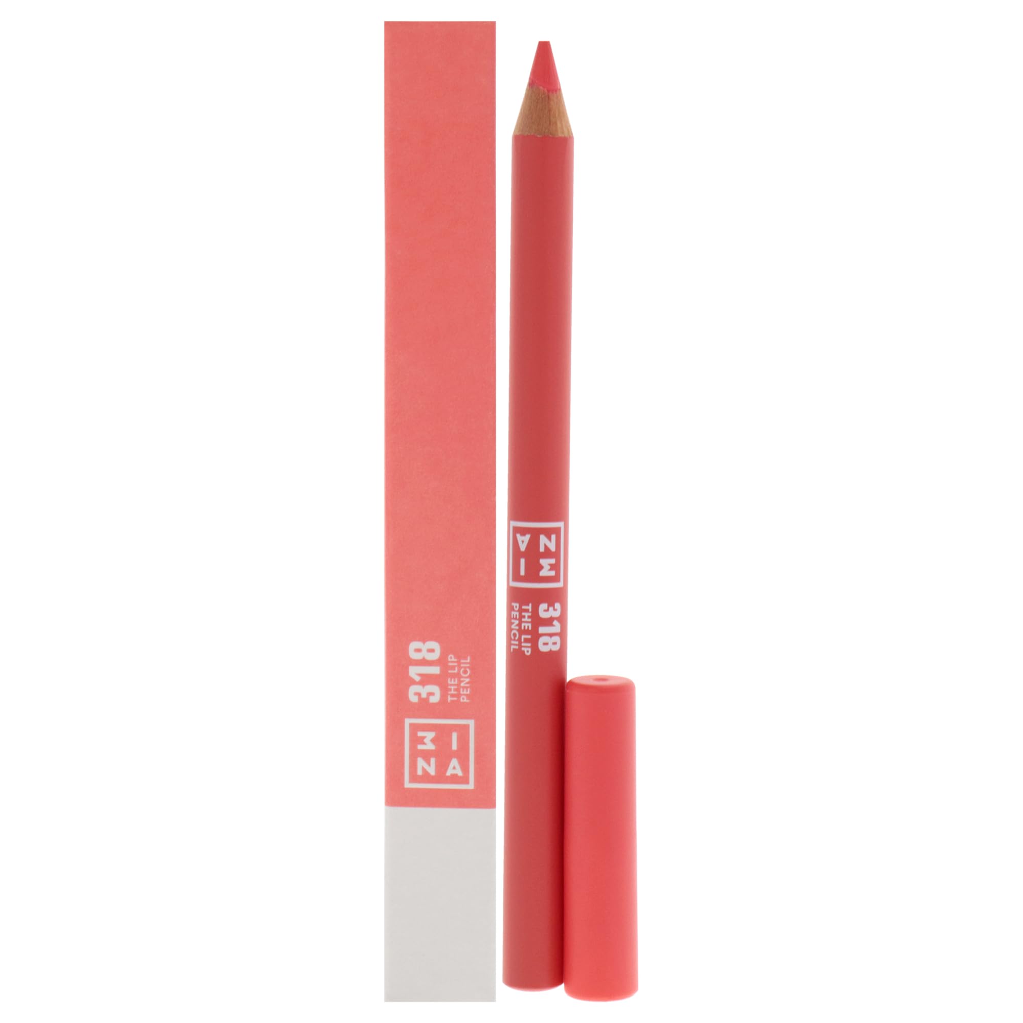 3INA MAKEUP - The Lip Pencil 318 - Coral Lip Liner with Jojoba Oil to Hydrate and Nourish your Lips - Volume Effect Lip Liner - Creamy and Precise Lip Liner - Vegan - Cruelty Free