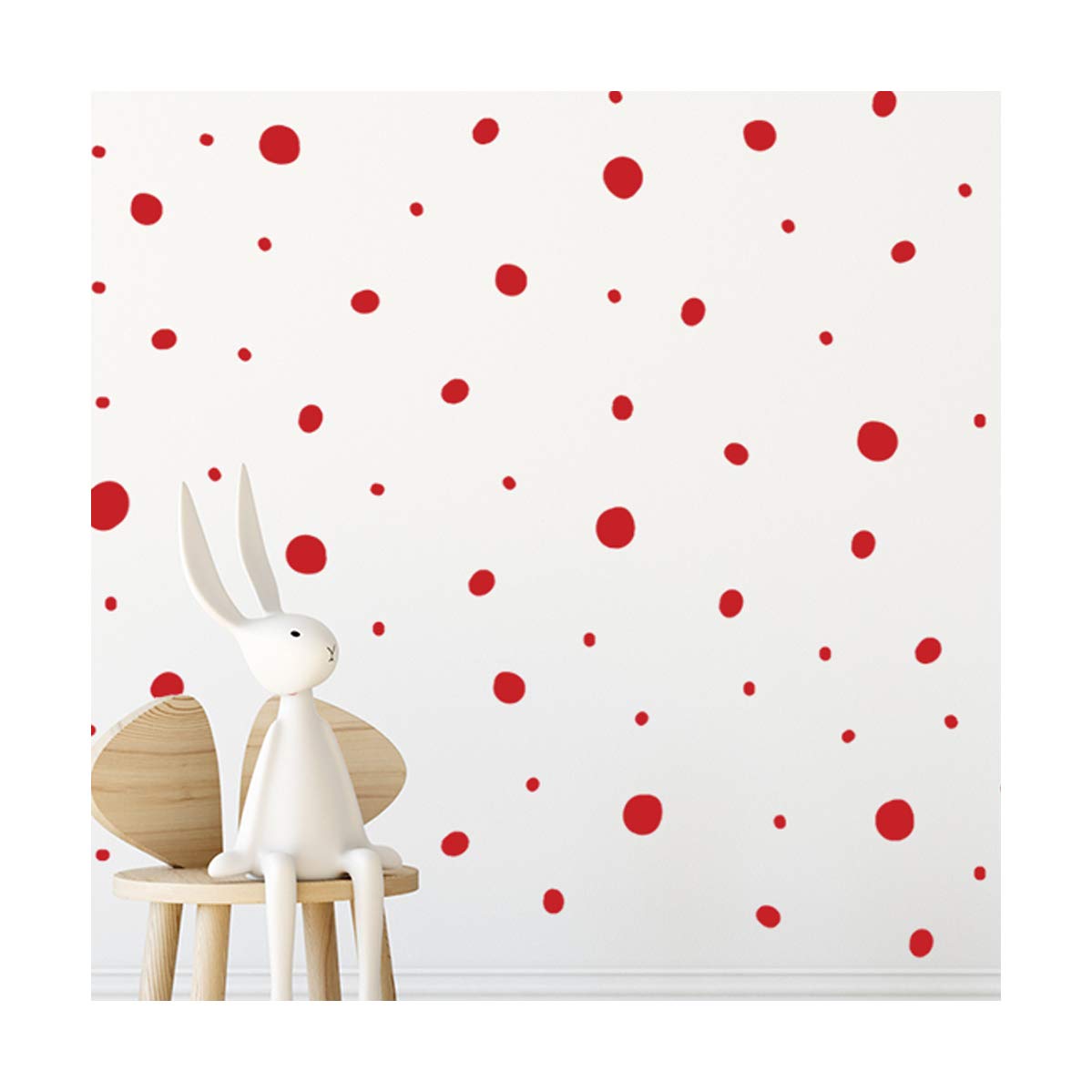 StickerDeen | Hand Drawn Blobs & Dots Shape Decoration Removable Wall Art Vinyl Decal Stickers | (Pack of 152) (Red)