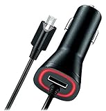 Micro USB Car Charger with LED Tip + Extra USB Port [Compatible with all Motorola , Samsung & Nexus Smartphones, Droid Turbo, Droid Maxx, Moto X, Moto G, Maxx HD, Droid Razr, Atrix, Nexus 5, Nexus 6, Galaxy S5, Note 4] (2 YEAR WARRANTY)