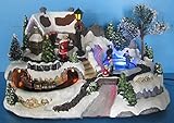 Snow Village and Amusement Park On The Hill Figure and Train Animated Fiber Optic River
