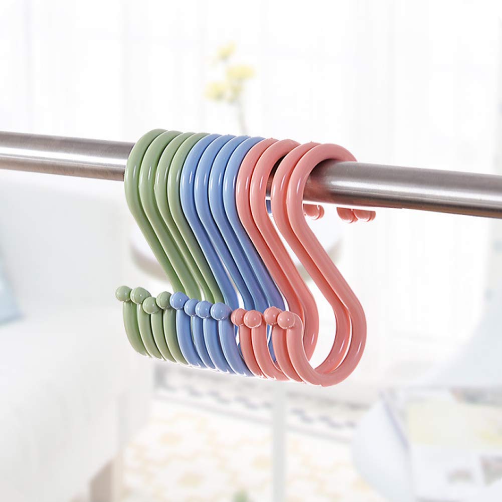 Dusenly 12pcs Colofrul S Shaped Hooks Plastic Hanging Hooks Hangers Bathroom Towel Holder for Bathroom, Bedroom, Office and Kitchen, Large Size 12 * 5cm