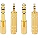 eBoot 4 Pieces Headphone Adapter 6.35 mm (1/4 Inch) Male to 3.5 mm Female Stereo Adapter Plus 3.5 mm Stereo Male to 6.35 mm (1/4 Inch) Stereo Female, Gold Plated