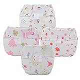Fairy Baby Newborn Printed Cloth Nappy Velcro Diaper Cover Pack of 4 (S/Fit 6.61-13.22lbs,Girl)